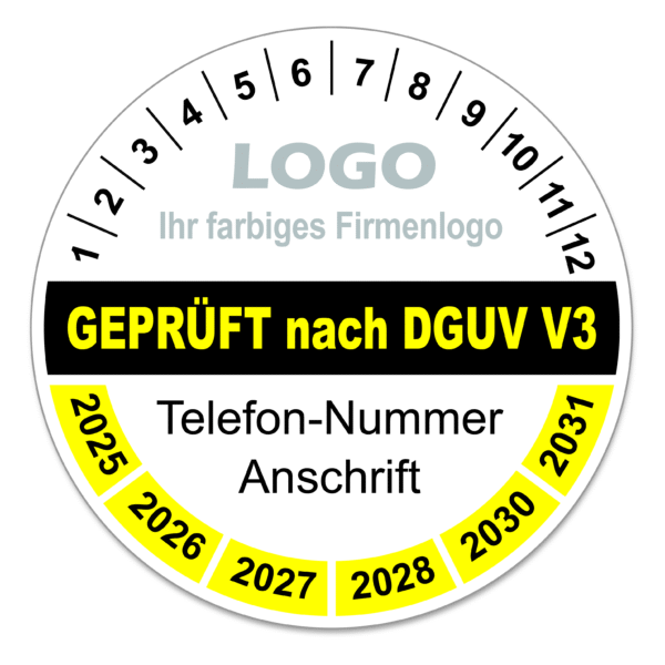 Prüfplakette Geprüft nach DGUV V3