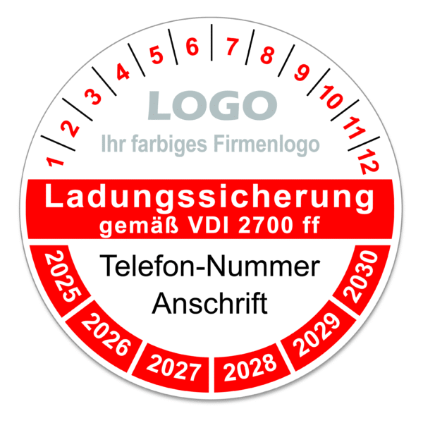 Prüfplakette Ladungssicherung VDI 2700 ff