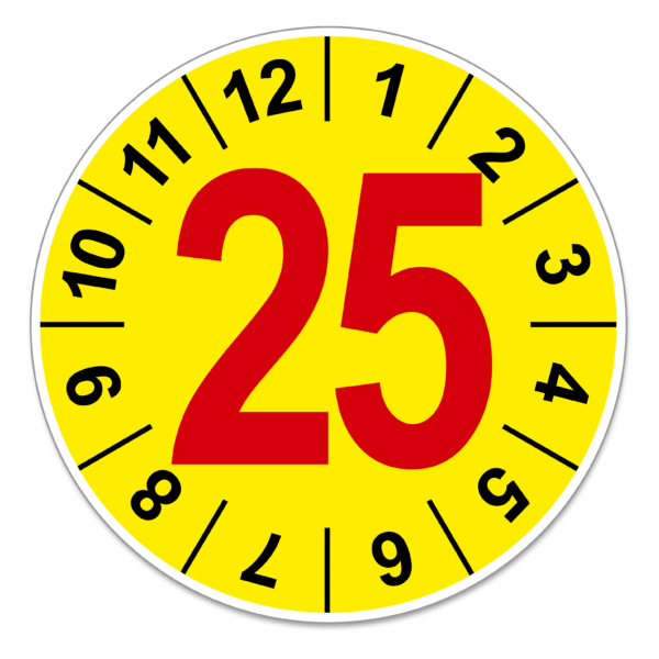 Prüfplakette Jahresplakette 25 – rot